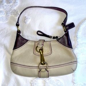 Coach cream and burgundy small shoulder bag